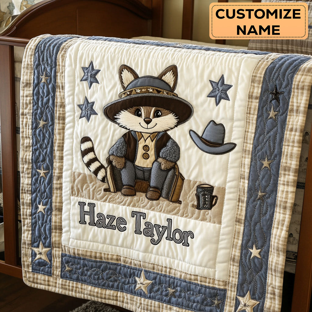Rustic Raccoon Friend WN3007094CL Personalized Baby Quilt