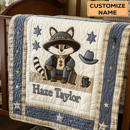 Rustic Raccoon Friend WN3007094CL Personalized Baby Quilt