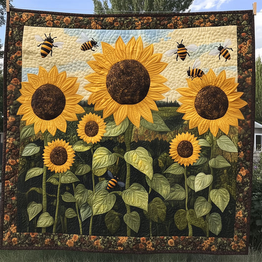 Bees buzzing Around Sunflowers LT2409020CL Quilt
