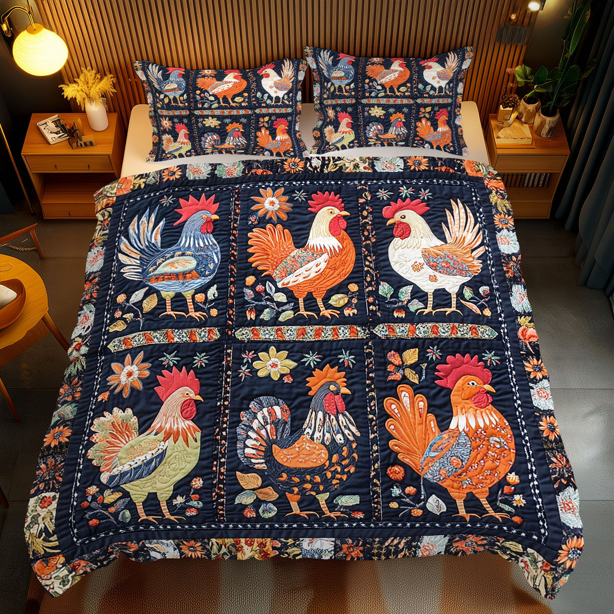 Folk Charm Chicken WJ2612030CL Duvet Cover Set