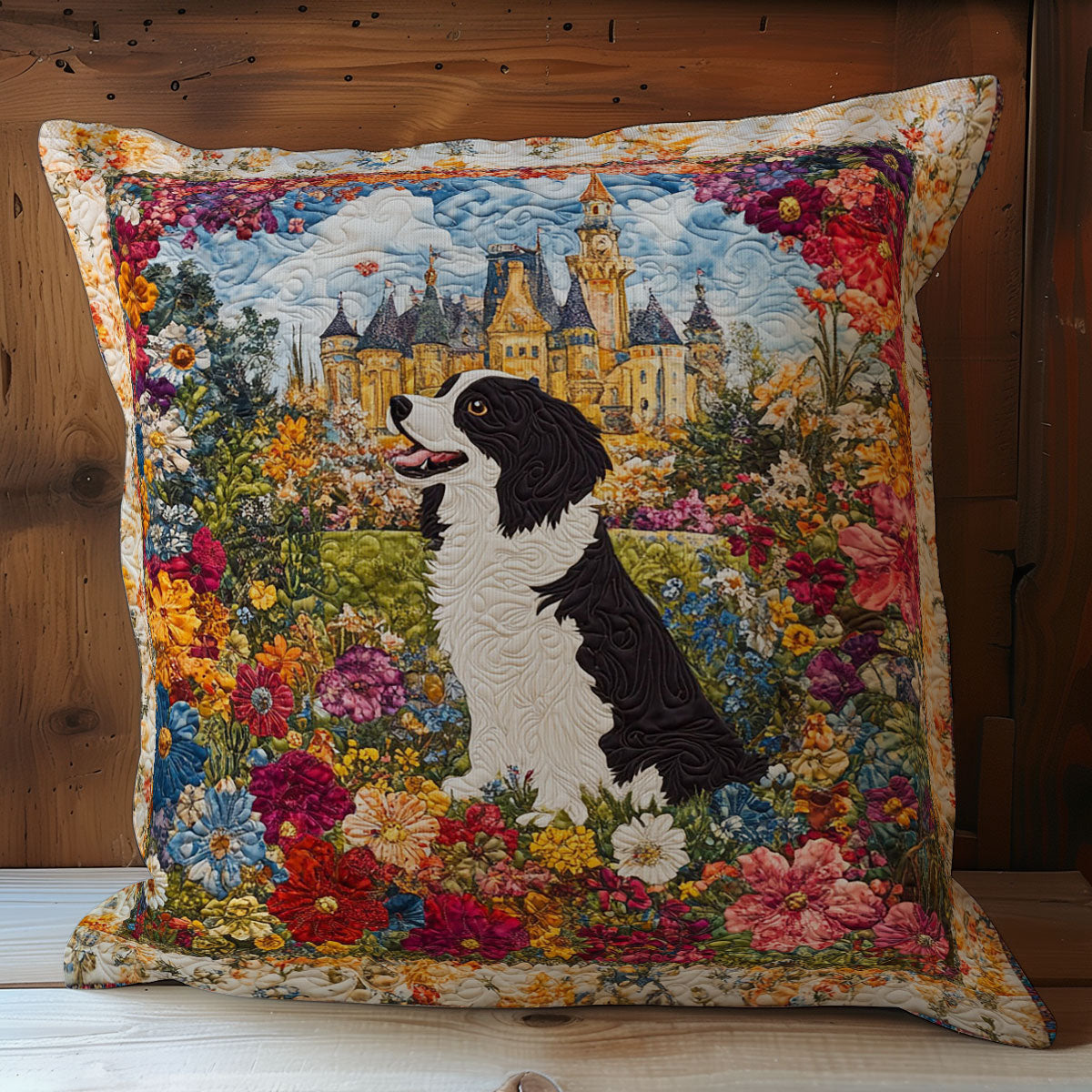 Dog In Colorful Garden WY0402063CL Quilt Pillow Case