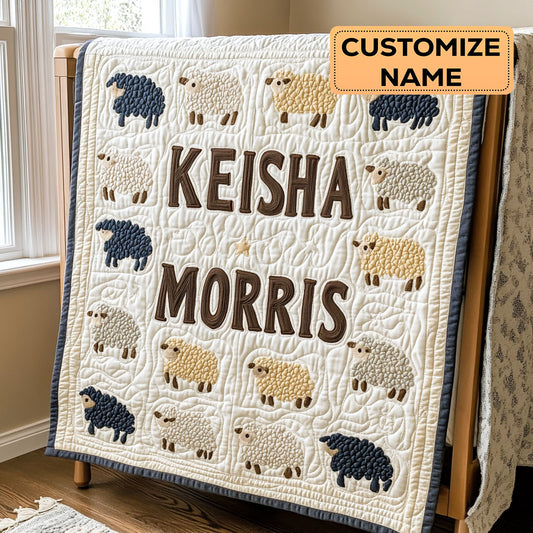 Little Lamb Hugs CP2207028CL Personalized Baby Quilt