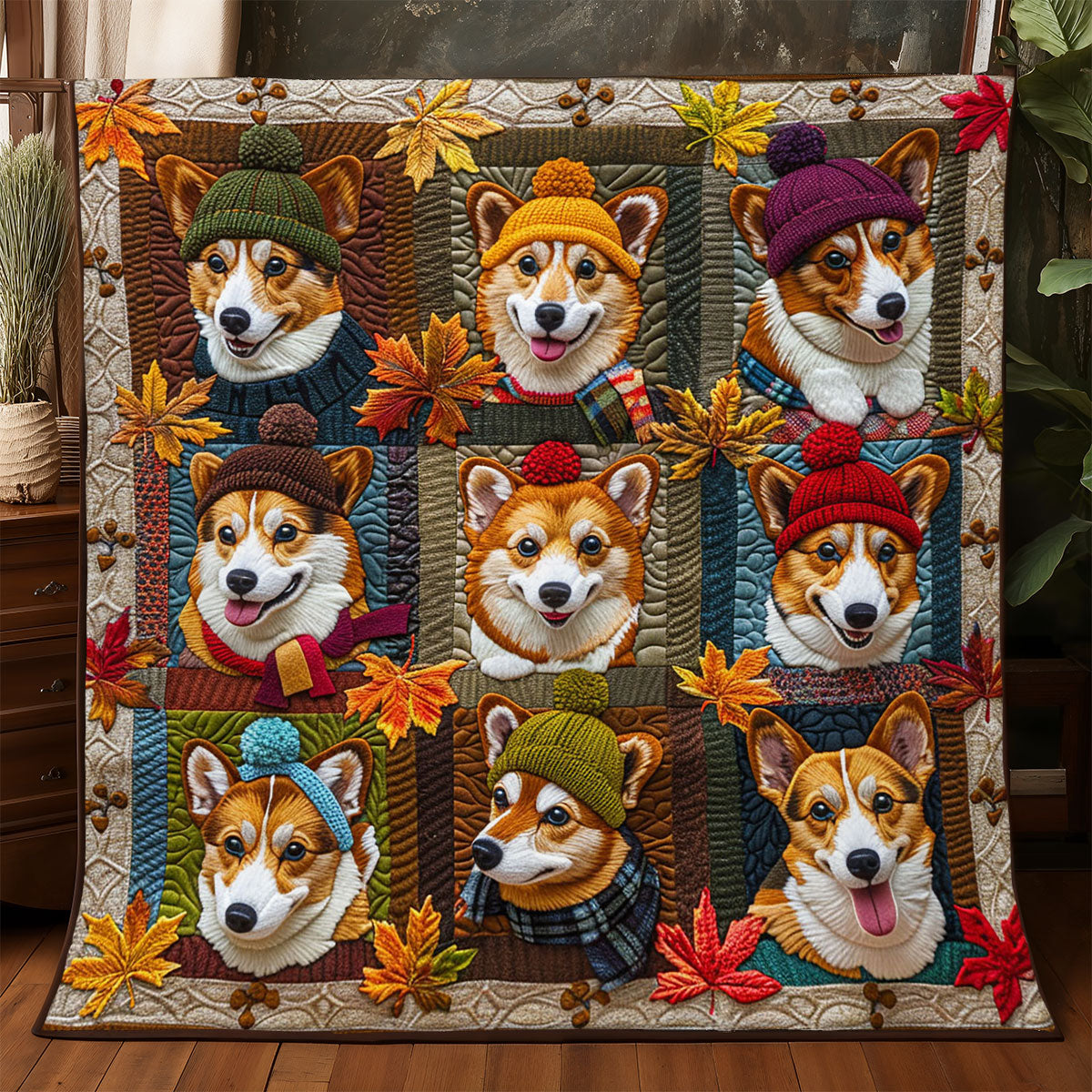 Autumn Beanie Corgi WJ2104002CL Quilt