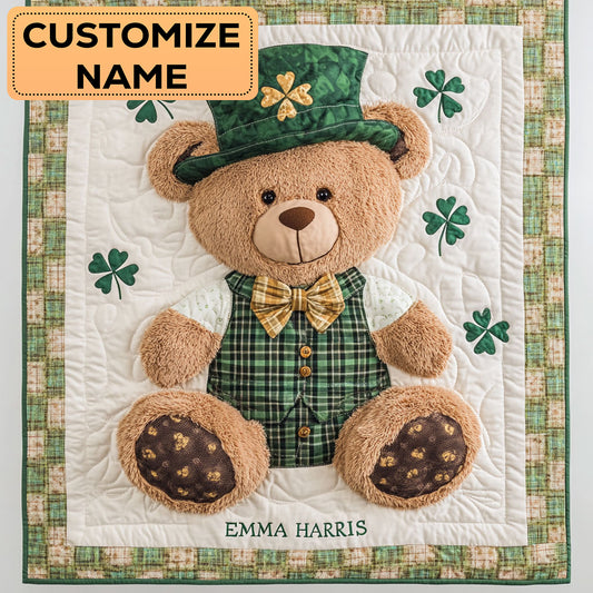 Lucky Teddy Bear CW2607038CL Personalized Baby Quilt