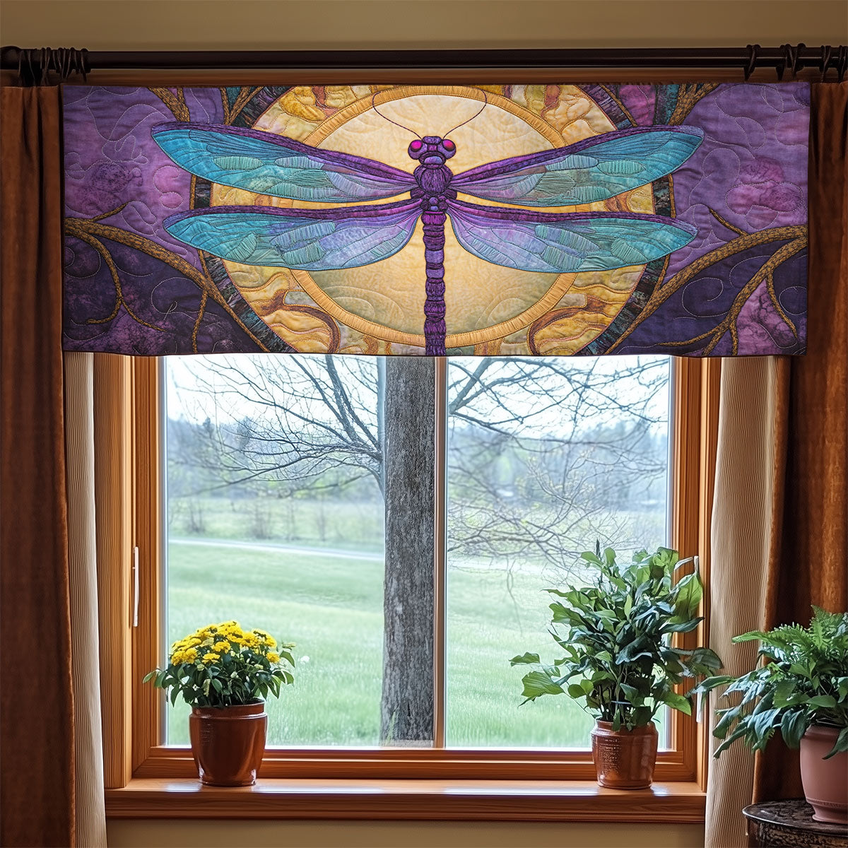 Lavender Dragonfly WX0805021CL Quilted Valance