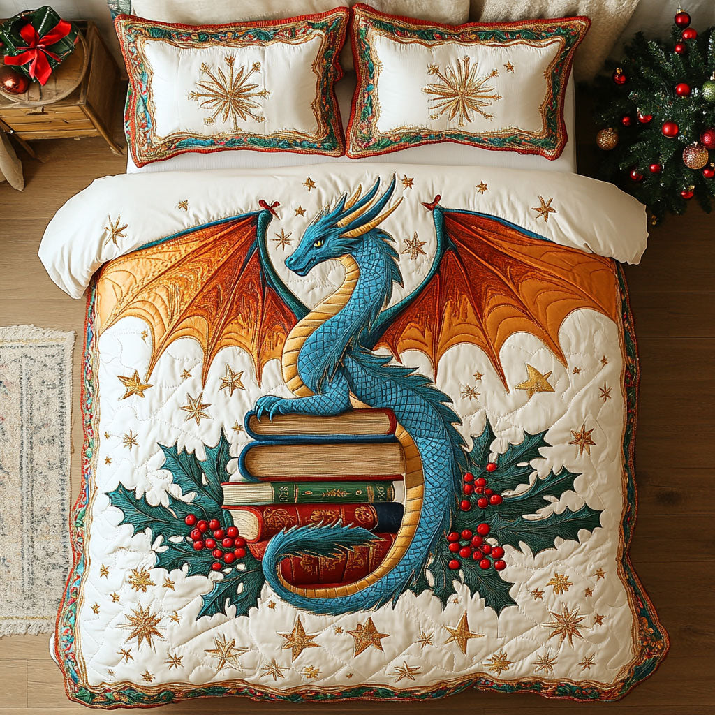 Christmas Dragon Book CW1011038CL Duvet Cover Set
