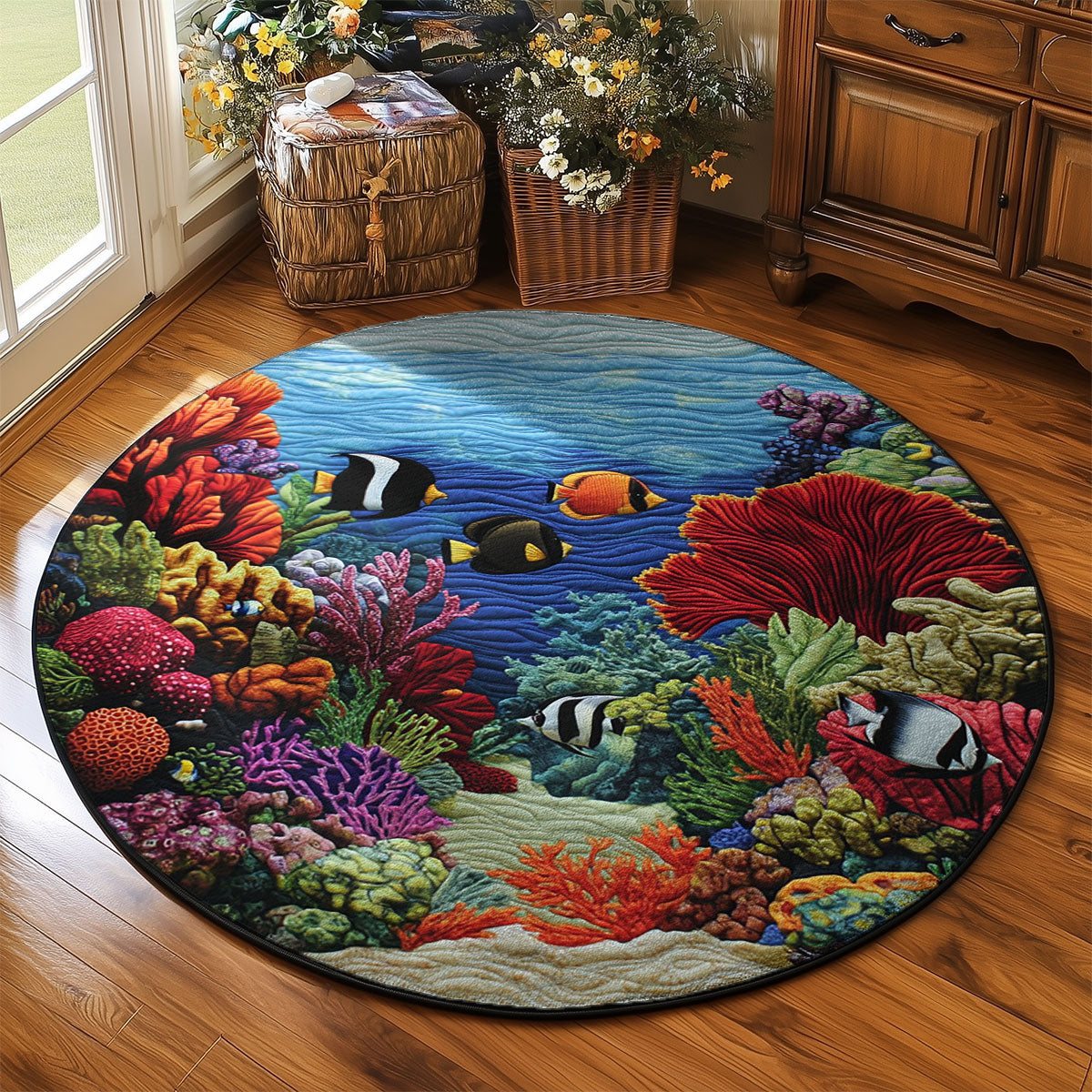 Sea Life WJ2103076CL Quilted Round Mat