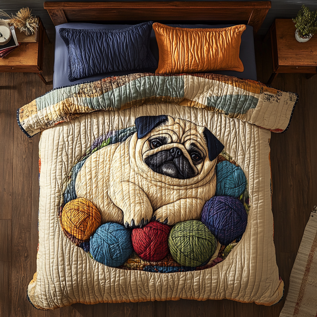 Pug Sleep In Wool WY1001070CL Duvet Cover Set