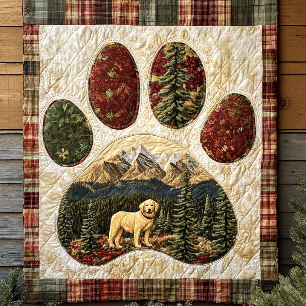 Forever Faithful Golden Retriever Paw WN0440611CL Quilt