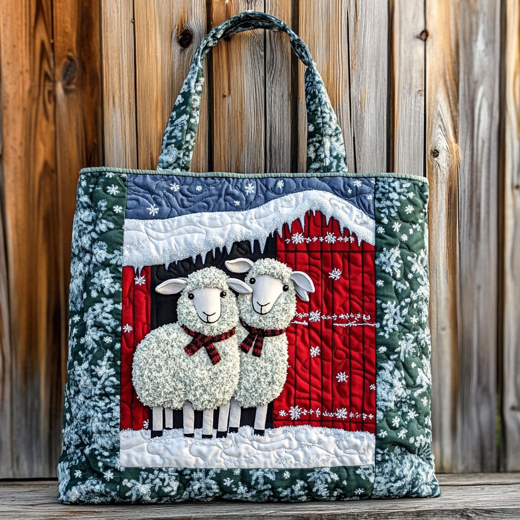 Farmhouse Christmas Sheep WN1711017CL Quilted Tote Bag