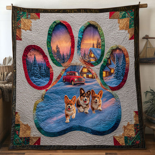 Snowflake Heart Corgi Paw WN0611093CL Quilt