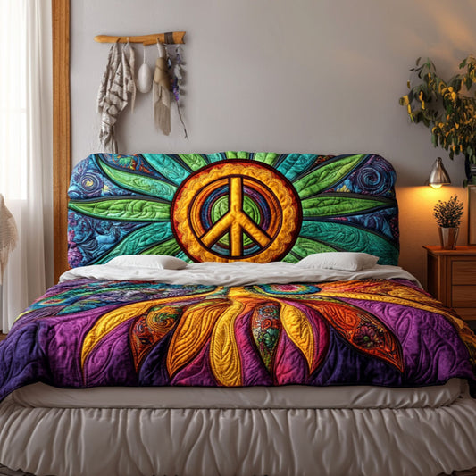 Joyful Hippie Peace KL2012016CL Quilted Headboard Slipcover