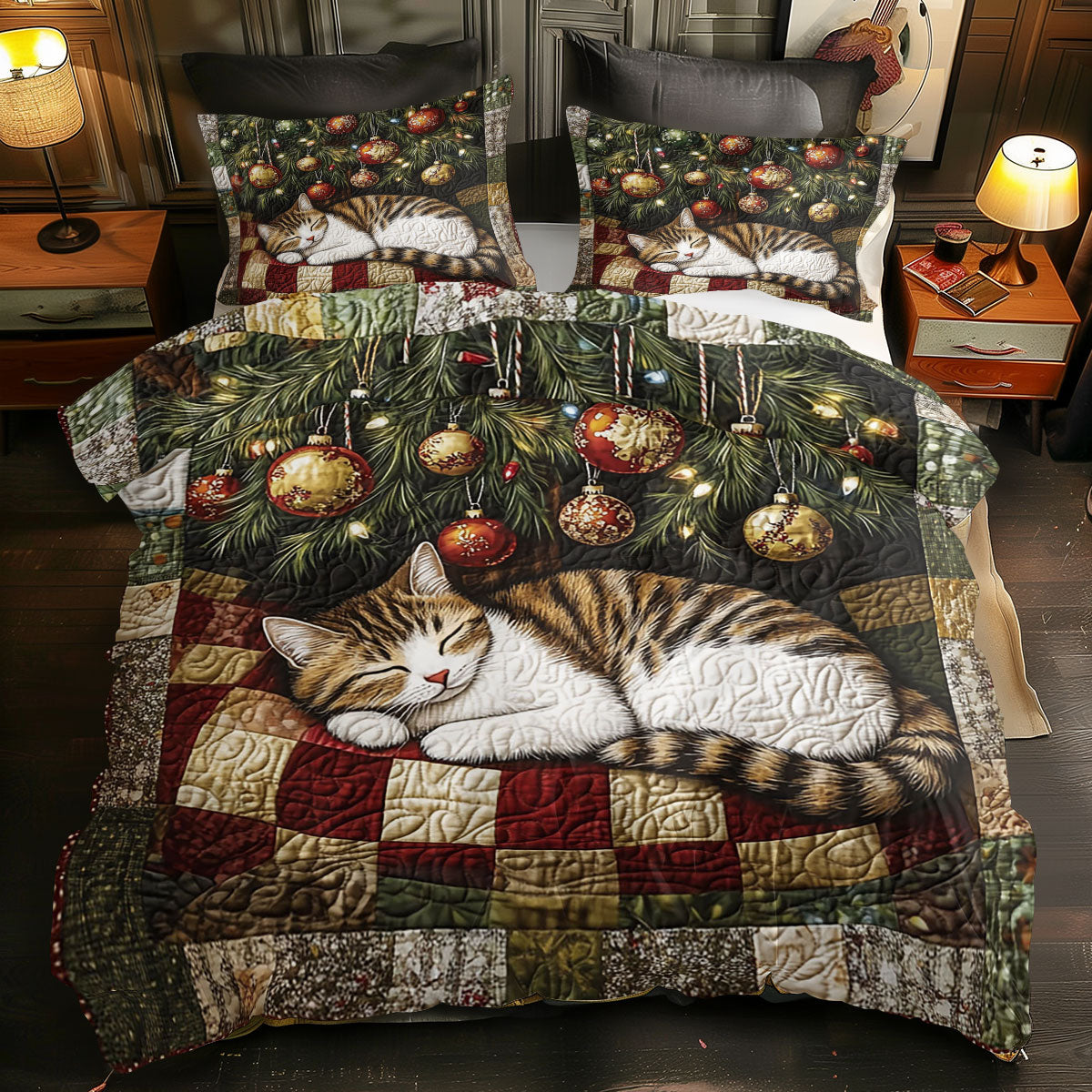 Christmas Sleeping Cat WJ2711037CL Duvet Cover Set