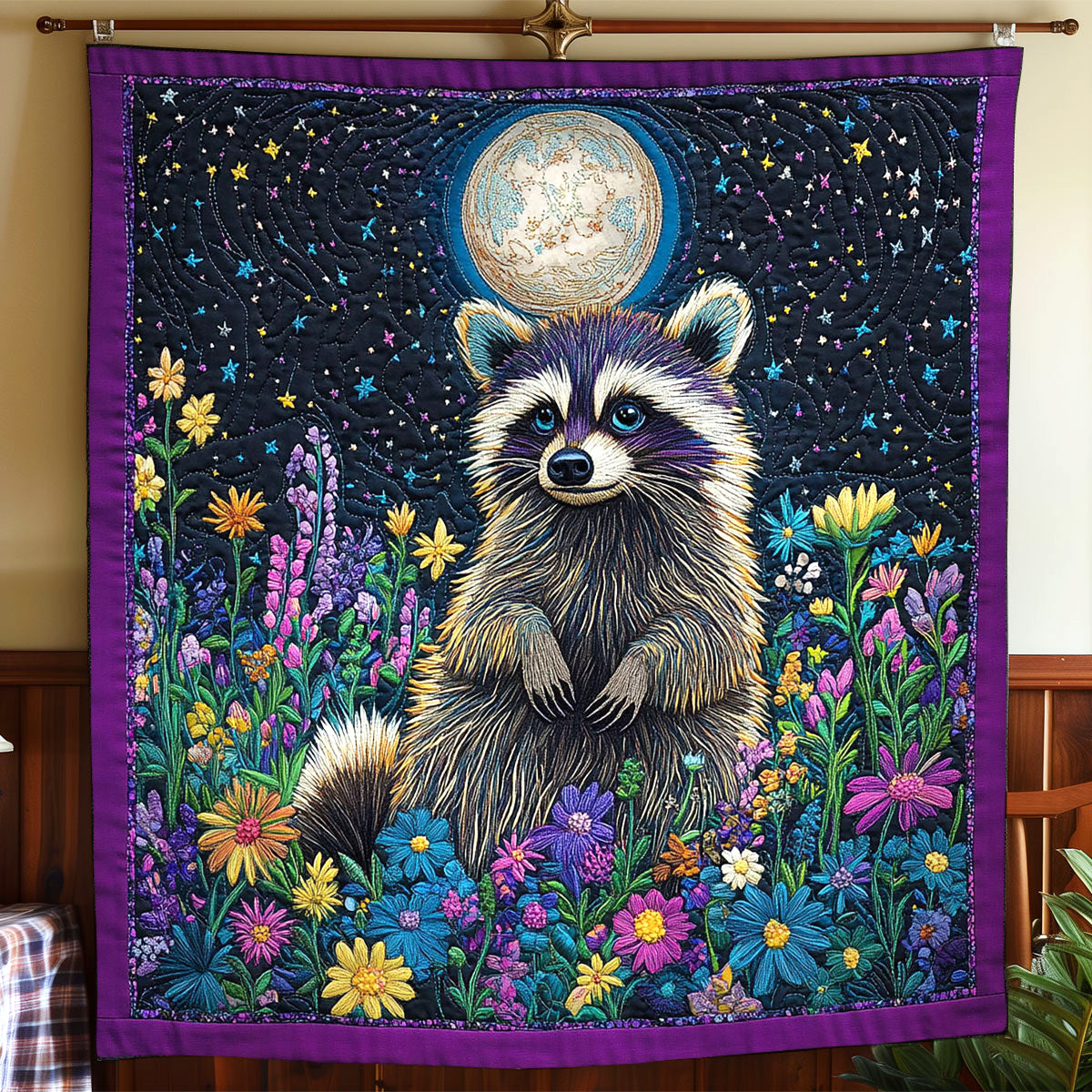 Raccoon Floral Meadow CW1501083CL Quilt