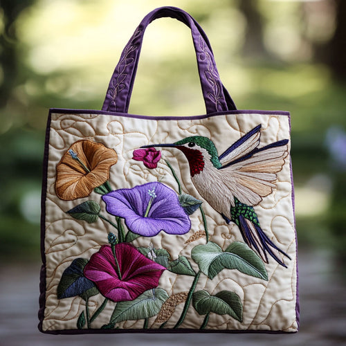 Violet Hummingbird WN2209090CL Quilted Tote Bag