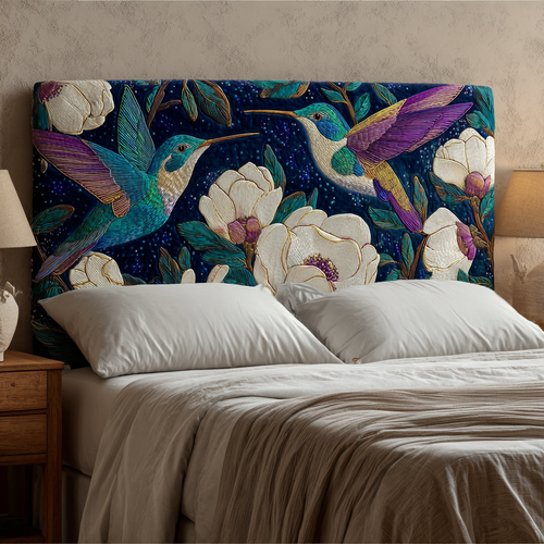 Iridescent Hummingbirds XR2312032CL Quilted Headboard Slipcover