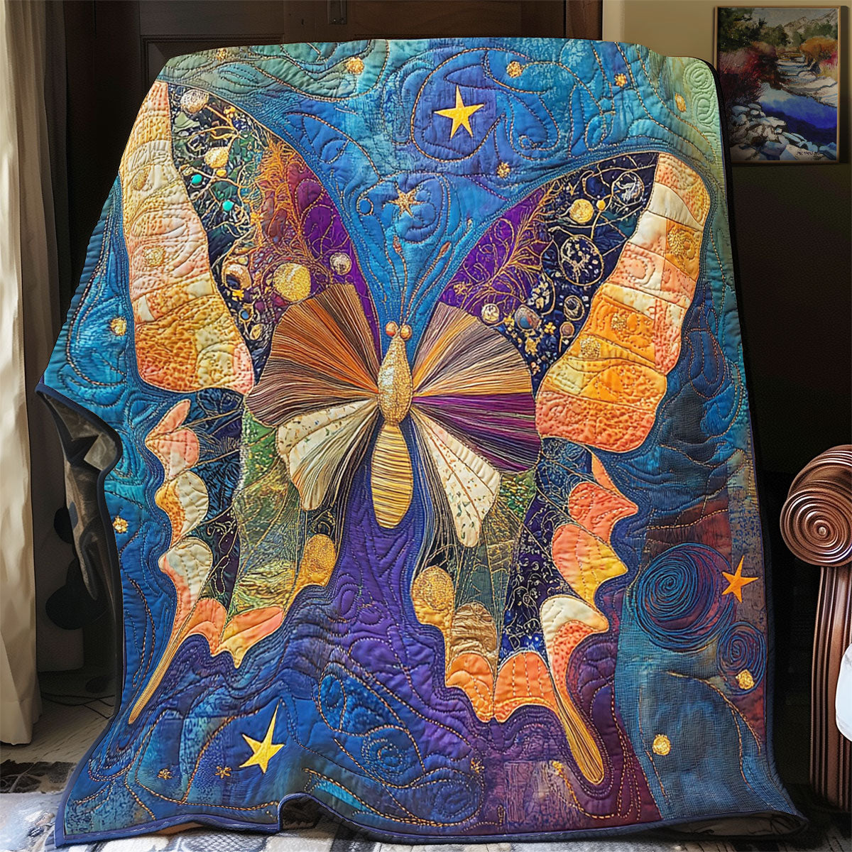 Majestic Midnight Butterfly WY1202126CL Quilt