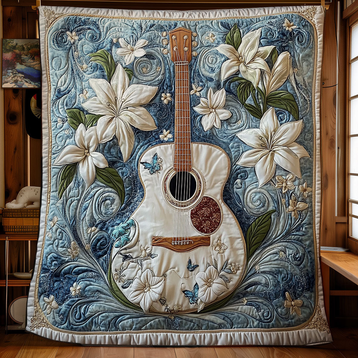 Lilies And Guitar WY0301052CL Quilt