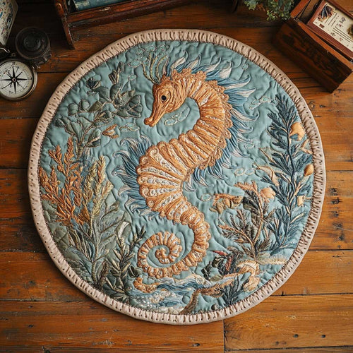 Golden Seahorse Garden WN2503070CL Quilted Round Mat
