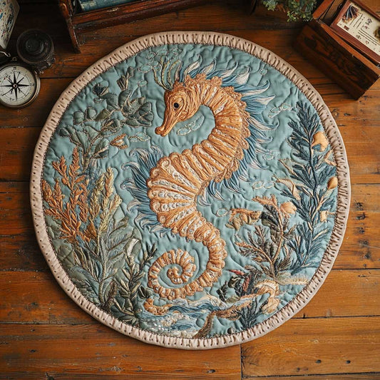 Golden Seahorse Garden WN2503070CL Quilted Round Mat