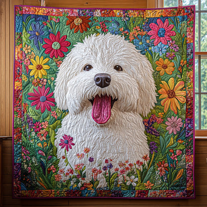 Happy White Puppy CP1606040CL Quilt
