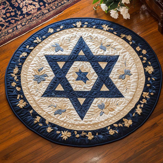 Jewish Star Garden WN2203048CL Quilted Round Mat