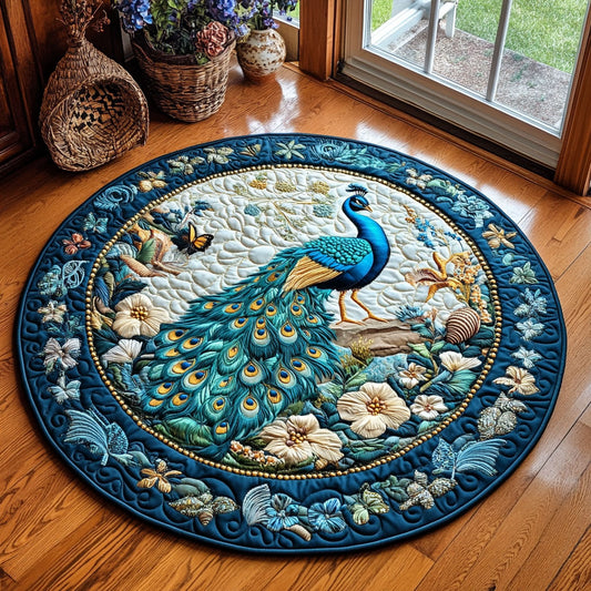 Blue Garden Peacock WY1408050CL Quilted Round Mat