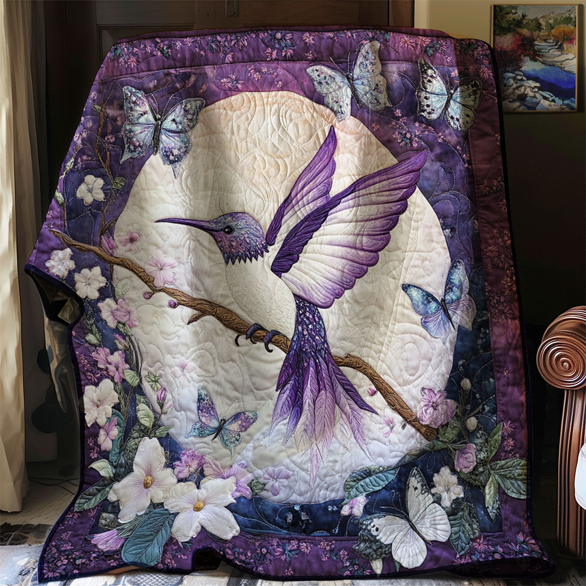 Purple Hummingbird WJ0901020CL Quilt