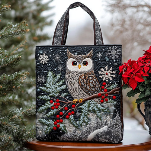 Snowflake Owl XR0710010CL Quilted Tote Bag