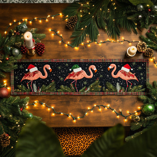 Frosty Flamingo Glow WN1107031CL Quilted Table Runner