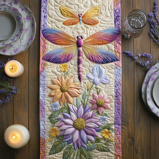 Floral Dragonfly CW1606017CL Quilted Table Runner