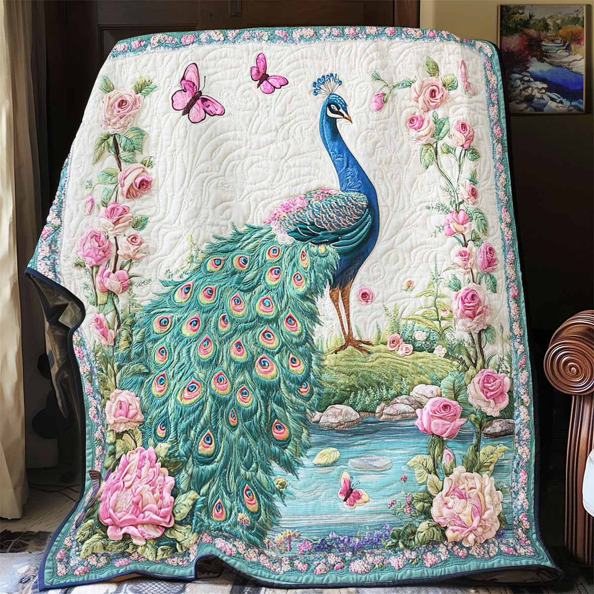 Peacock In Rose WY2712050CL Quilt