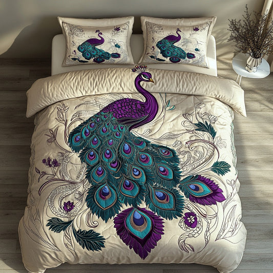 Purple Peacock Feather XR2209004CL Duvet Cover Set