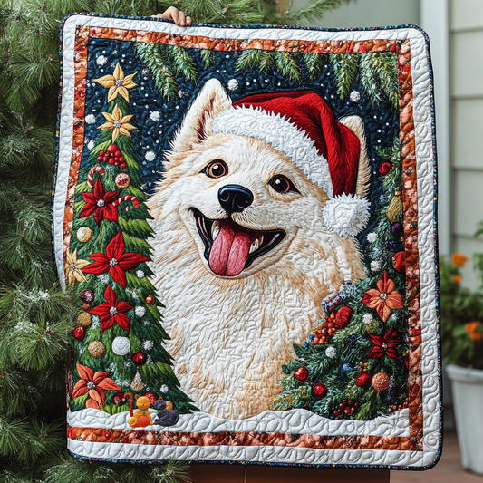 Smile Samoyed Mery Christmas YR0711023CL Quilt