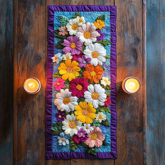 Vibrant Daisy WX0606053CL Quilted Table Runner