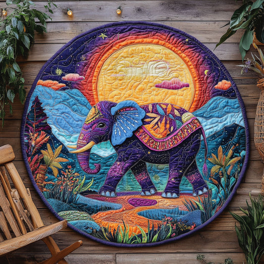 Majestic Elephant WJ2203073CL Quilted Round Mat