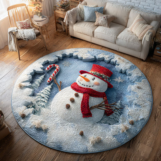 Snowman Love CW1111056CL Quilted Round Mat