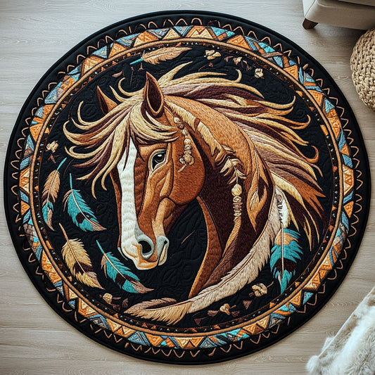 Feathered Horse WX2003124CL Quilted Round Mat