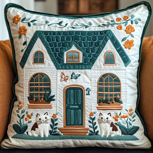 Cozy Cottage Cat WJ1202031CL Quilt Pillow Case