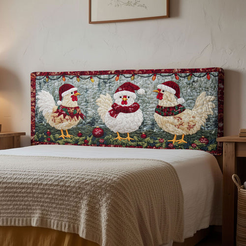 Chicken Farmhouse Noel WN1312018CL Quilted Headboard Slipcover