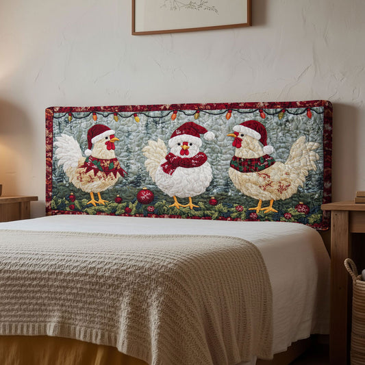 Chicken Farmhouse Noel WN1312018CL Quilted Headboard Slipcover