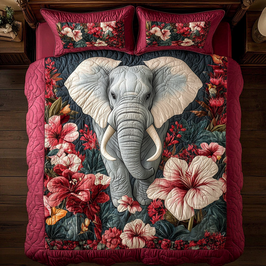 Grey Elephant In Forest WY1001051CL Duvet Cover Set