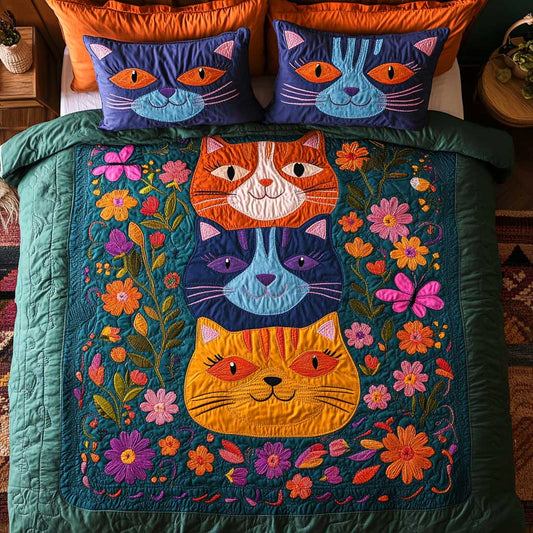 Whimsical Cats Blomming WP0801038CL Duvet Cover Set