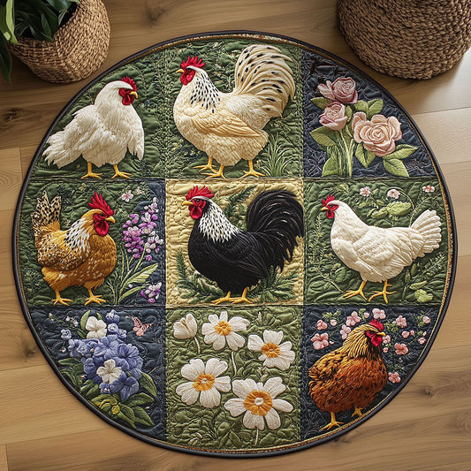 Morning Chicken WN2108082CL Quilted Round Mat