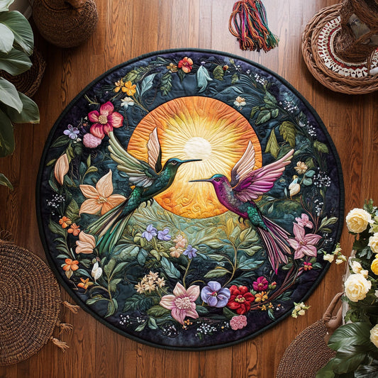 Couple Hummingbird Frontal Sun WY1706058CL Quilted Round Mat