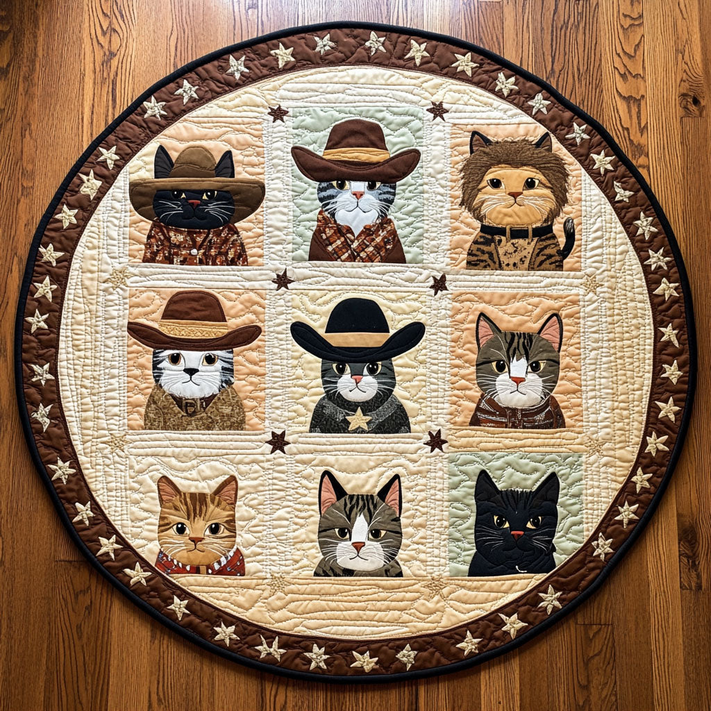 The Sheriff Kittens WY2008082CL Quilted Round Mat