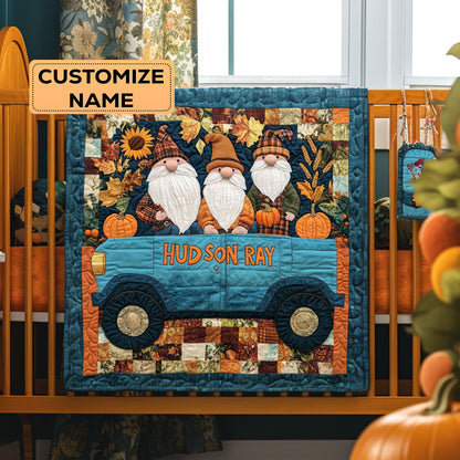 Gnome Truckin WY3107005CL Personalized Baby Quilt