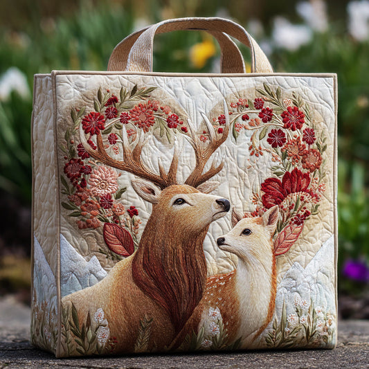 Woodland Deer Affection CW0801024CL Quilted Tote Bag