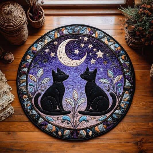 Starlit Cat Garden WY0107019CL Quilted Round Mat