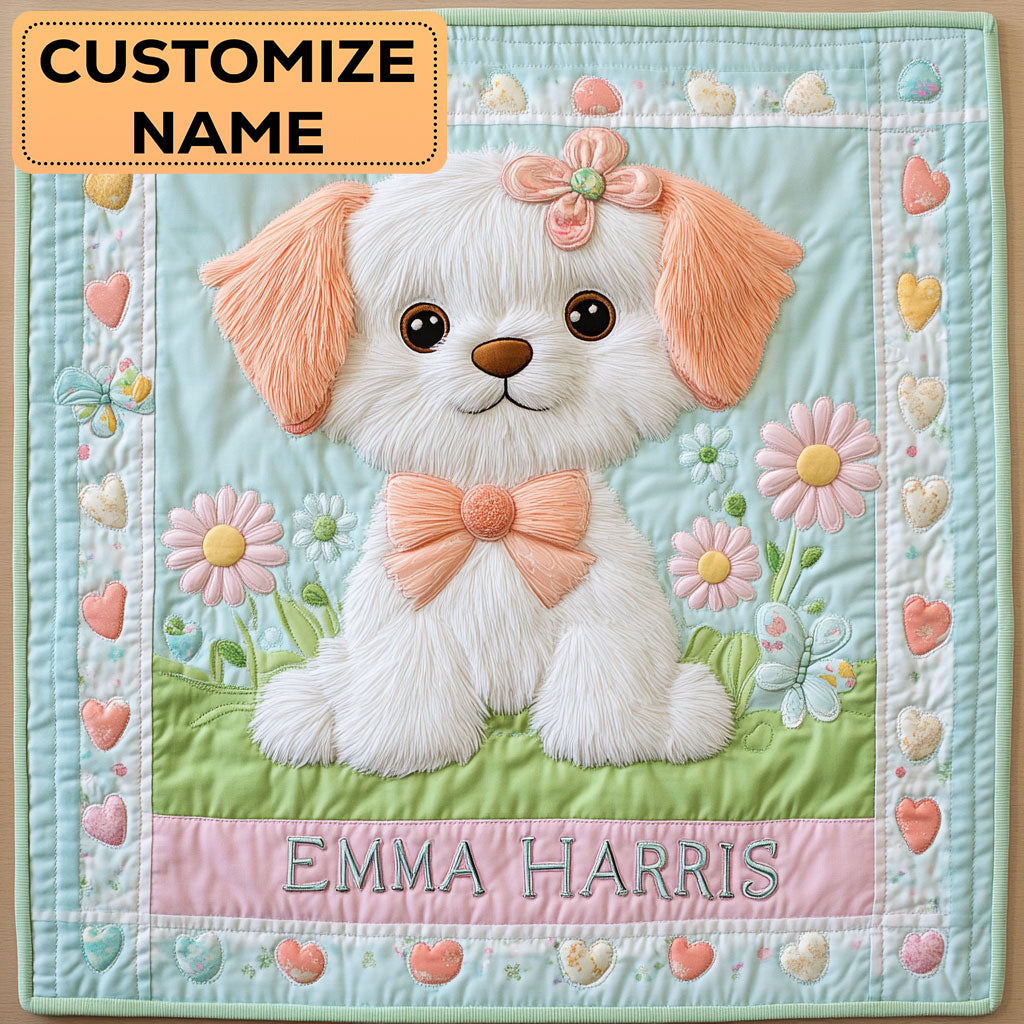 Puppy Hug CW2507017CL Personalized Baby Quilt